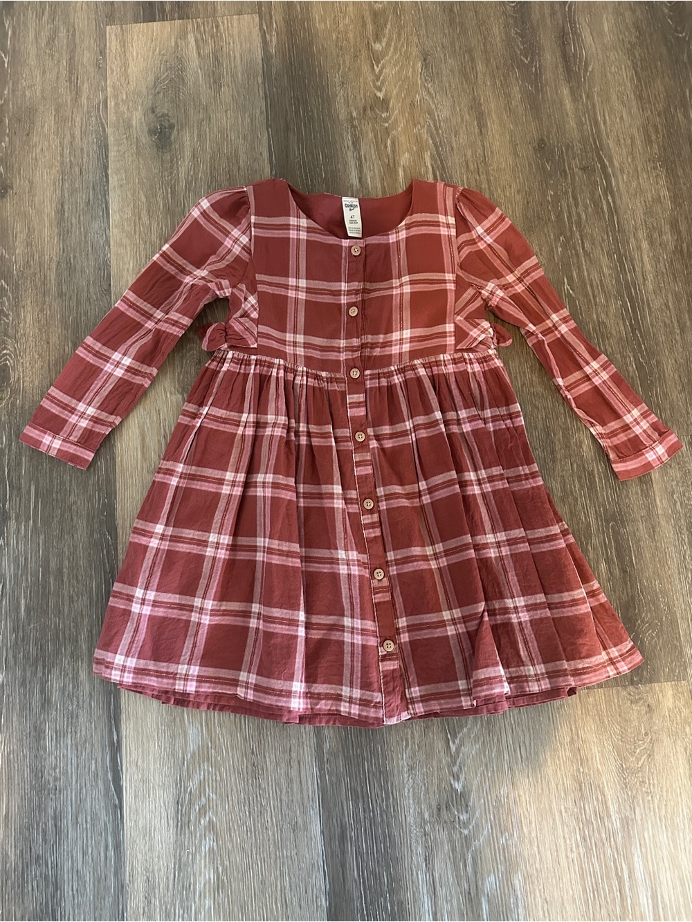 Oshkosh Girls Plaid Button-Front Dress